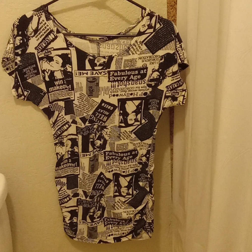 Newspaper article shirt/dress, S